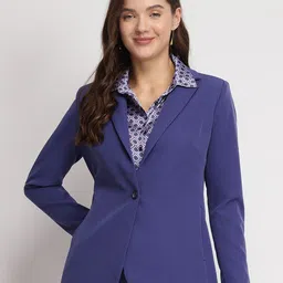 FableStreet Women Solid Notched Lapel Collar Single-Breasted Blazer-picture-28