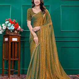 VRAGI Embroidered Pure Chiffon Saree With Unstitched Blouse Piece-picture-26