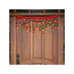eCraftIndia Multicolor Woolen Pom Pom Handmade Toran For Door Entrance Home Mandir image 1