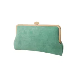 Accessorize London Womens Curved Suedette Clip Frame Clutch Bag -Green image 4