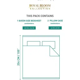 MYTRIDENT Teal Floral Printed 144 TC Cotton Double Queen Bedsheet Set 2.28 m x 2.54 m image 3