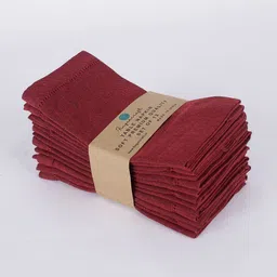 fingercraft Burgundy 12 Pieces Pure Cotton Table Napkins-picture-57