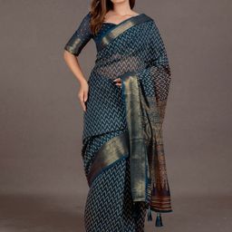 KALINI Printed Zari Leheriya Saree-picture-48