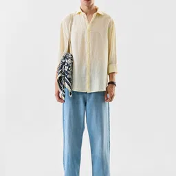 Snitch Men Solid Spread Collar Linen Formal Shirt image 5