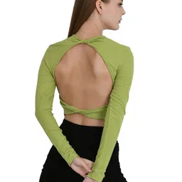 StyleCast Round Neck Backless Fitted Crop Top image 2