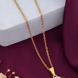 SZN Set Of 2 Gold-Plated Pearls Studded Floral Shaped Enamelled Pendants With Chains image 4