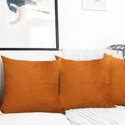 IVAZA Orange Set of 3 Velvet Square Cushion Covers-image-36