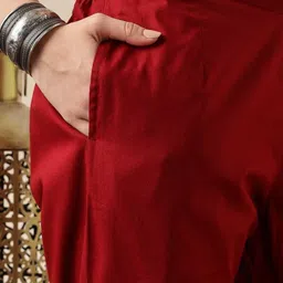 Anouk V-Neck Pure Cotton Kurta with Trousers & Dupatta image 3