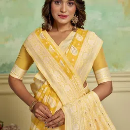 KAYOMMI Ethnic Motifs Zari Pure Cotton Banarasi Saree image 4