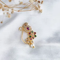 Opal Touch Gold-Plated Cubic Zirconia Studded Stud Nosepin image 1