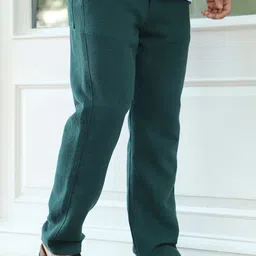 JIMMY & JORDAN Men Textured Regular Fit Mid-Rise Easy Wash Trousers image 2