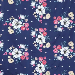 Myntra Elegant Homes Blue & Pink Floral Printed 300 TC King Bedsheet Set 2.50 m x 2.20 m image 4