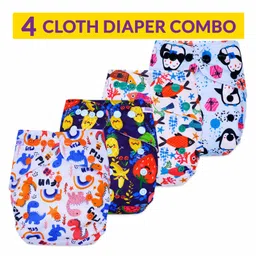 Bembika Reusable Printed Cloth Diapers Pack of 4 - Multicolor-picture-15