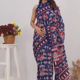 Vanedik Floral Pure Cotton Block Print Saree-picture-10