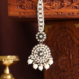 Priyaasi Gold-Plated Kundan Studded Maang Tikka Head Jewellery-image-35