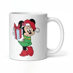 Mr UVD White & Green Minnie Mouse Printed Ceramic Glossy Mug - 350 ml image 3