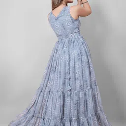 little heaven Print Georgette Maxi Dress image 3