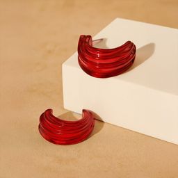 Accessorize Chunky Resin Contemporary Half Hoop Earrings-picture-27