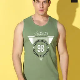 WOOSTRO Pack Of 2 Printed Super Combed Cotton Gym Vests VWS26(98 LGTGREEN)(RUN BLACK)-image-40
