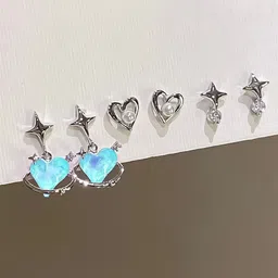 COLOUR OUR DREAMS Silver Plated Artificial Beaded Heart Shaped Korean Studs image 1