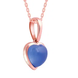 GIVA 925 Silver Rose Gold Heart Aquamarine Zircon Pendant with Link Chain image 4