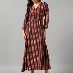 Raiyani Enterprise Striped Crepe Fit & Flare Maxi Dress-picture-32