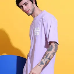 TOXA Men Typography Printed Round Neck Cotton Oversized T-shirt image 5