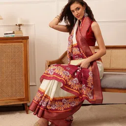 Silk Land Ethnic motifs Printed Saree image 3