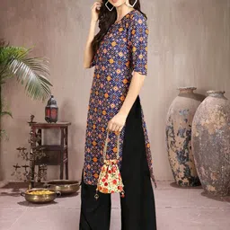 Ethnic basket Women Multicoloured Poly Crepe Kurta Sets-picture-41