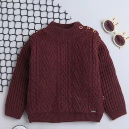 Yellow Apple Girls Cable Knit Woollen Pullover-picture-48