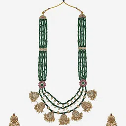Kalakrith Milano Stone Studded & Rajvi Multilayer Beaded Jewellery Set image 4