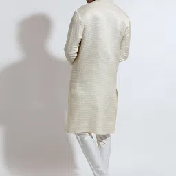 VIVEK KARUNAKARAN Floral Woven Design Angrakha Assymetric Kurta With Trousers image 2