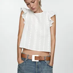MANGO Embroidered Ruffled Sleeve Top-picture-25