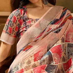 AWRIYA Ethnic Motifs Linen Blend Handloom Saree image 4