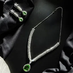 Niscka Rhodium-Plated AD Studded Jewellery Set-image-17