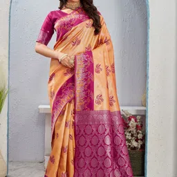 SATYAM WEAVES Woven Design Zari Banarasi Saree-image-40