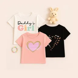Luke & Lilly Girls Pack Of 3 Printed T-shirts-picture-23