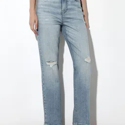 ONLY Women High-Rise Mildly Distressed Light Fade Embroidered Stretchable Jeans-image-74
