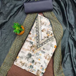 Rangtulika Ethnics Floral Printed Zari Unstitched Dress Material-image-1