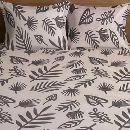 WEAVE AND DECOR Brown & Cream-Coloured Floral 300 TC Bedsheet with 2 Pillow Covers image 3