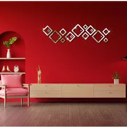 VAH Kya Bat Hai !! 21-Pcs Square Mirror 3D Stickers Wall Decor image 4