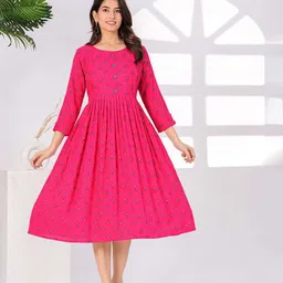 HEARTLOOM Women Geometric Printed Fit and Flare MIdi Dress-picture-10
