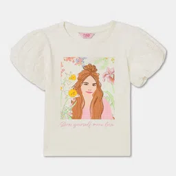 R&B Print Puff Sleeve Cotton Top image 1