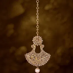 Anouk Gold-Plated Artificial Stones and Beads Studded Maang Tikka-picture-17