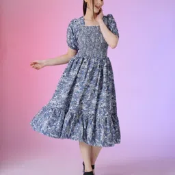 Raiyani Enterprise Women Floral Printed Fit & Flare Midi Dress-image-64