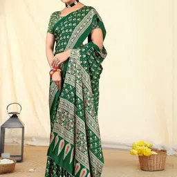 TIRA Ajrak Printed Fashion Saree With Blouse Piece-picture-35
