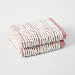 MYTRIDENT 2Pcs White & Pink Self Designed Hand Towels image 2