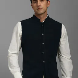 Louis Philippe Textured Slim Fit Nehru Jacket-picture-12