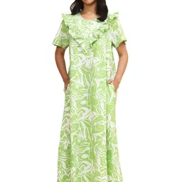 YELLOW BLOOM Women Floral Printed Pure Cotton Maxi Nightdress-picture-17