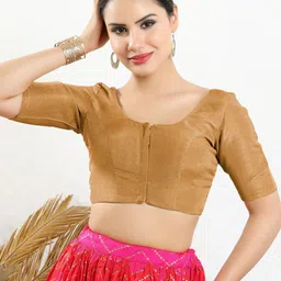 VAMAS - THE DESIGNER BLOUSES Silk Round Neck Padded Saree Blouse-picture-16